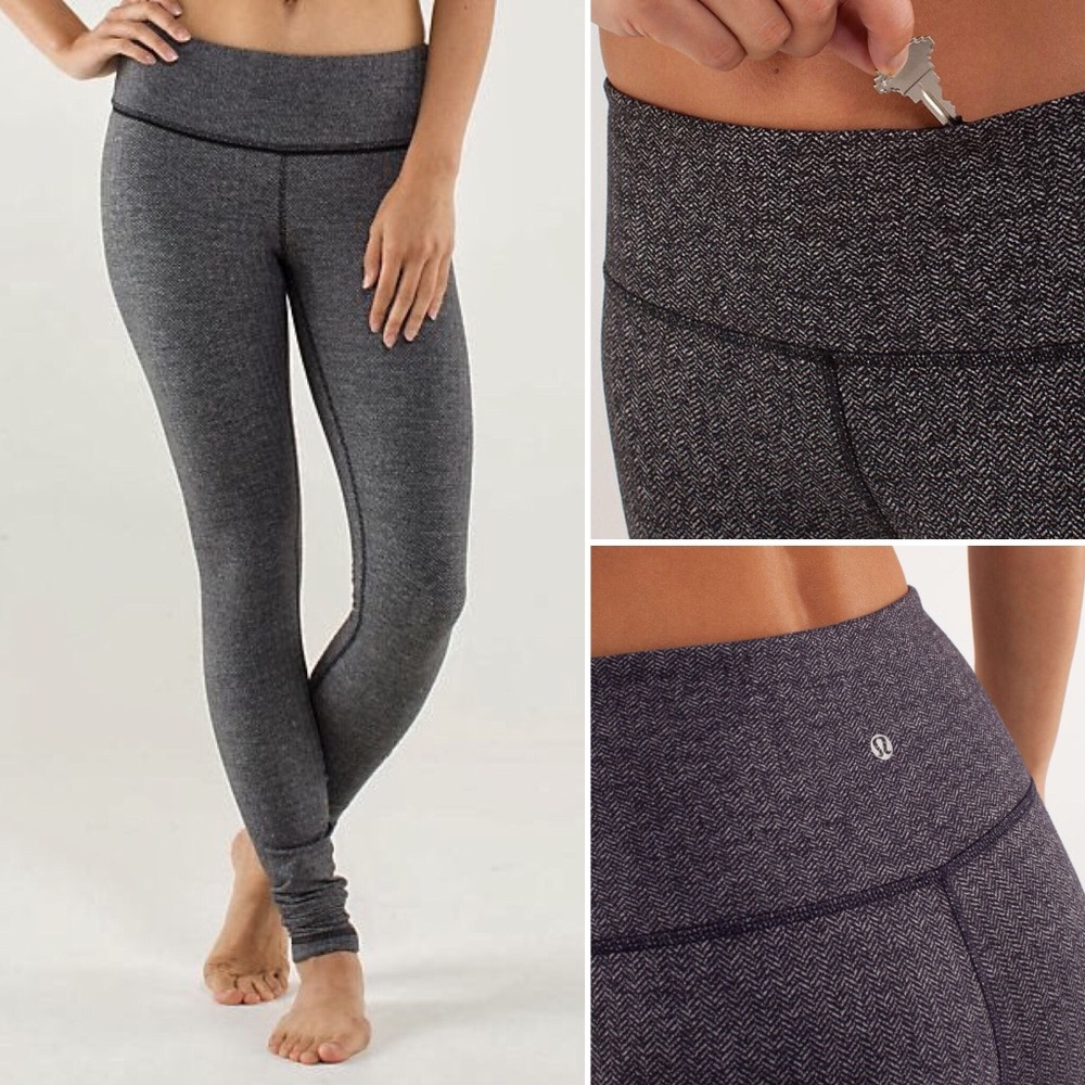 Lululemon Black Herringbone Wunder Under Size 4
